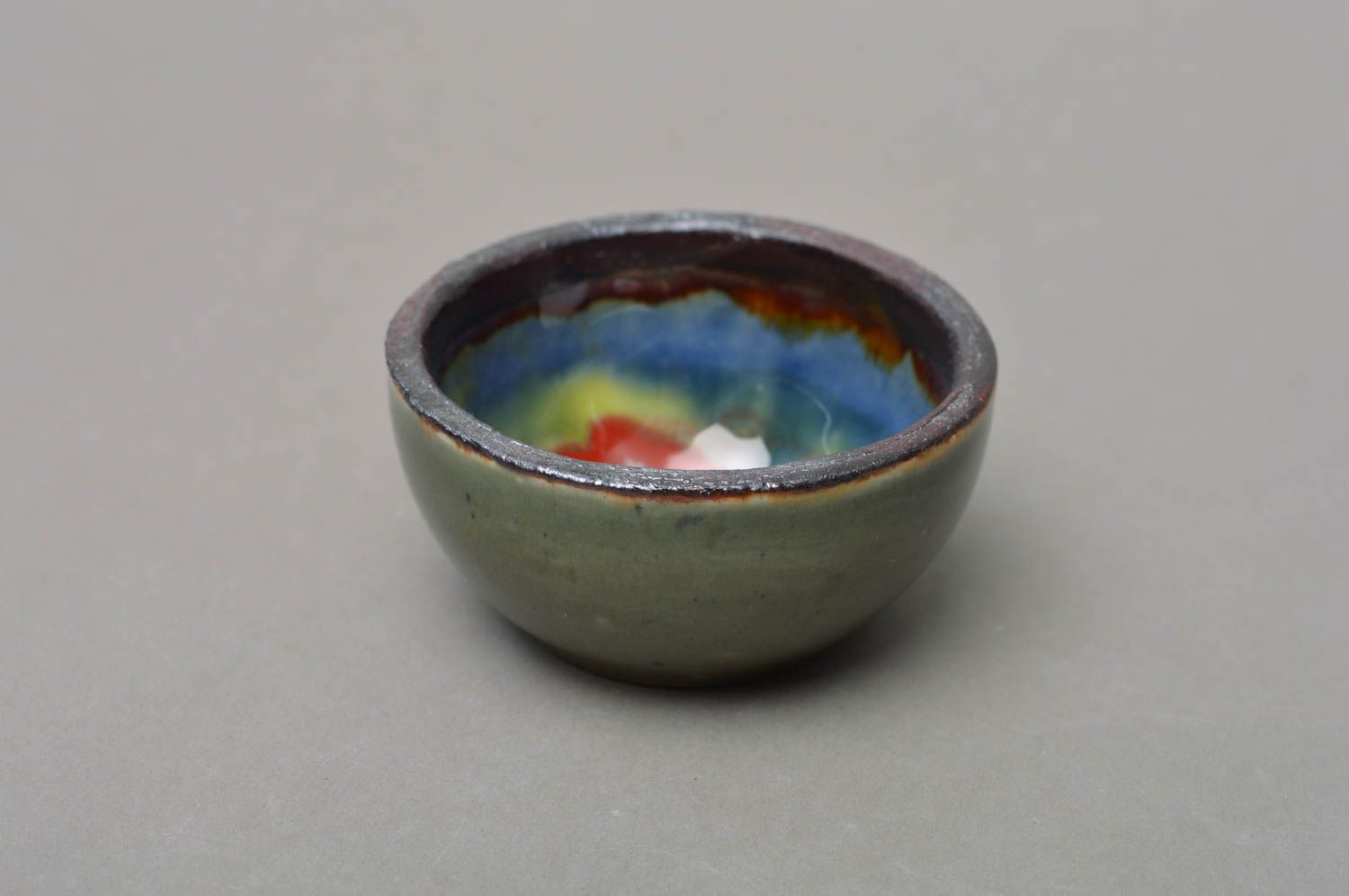 Belle saucière porcelaine ronde faite main peinte de glaçure colorée vaisselle photo 2