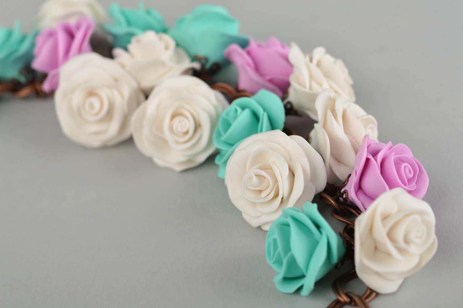 Handmade necklace polymer clay flower jewelry necklaces for women chain necklace photo 5