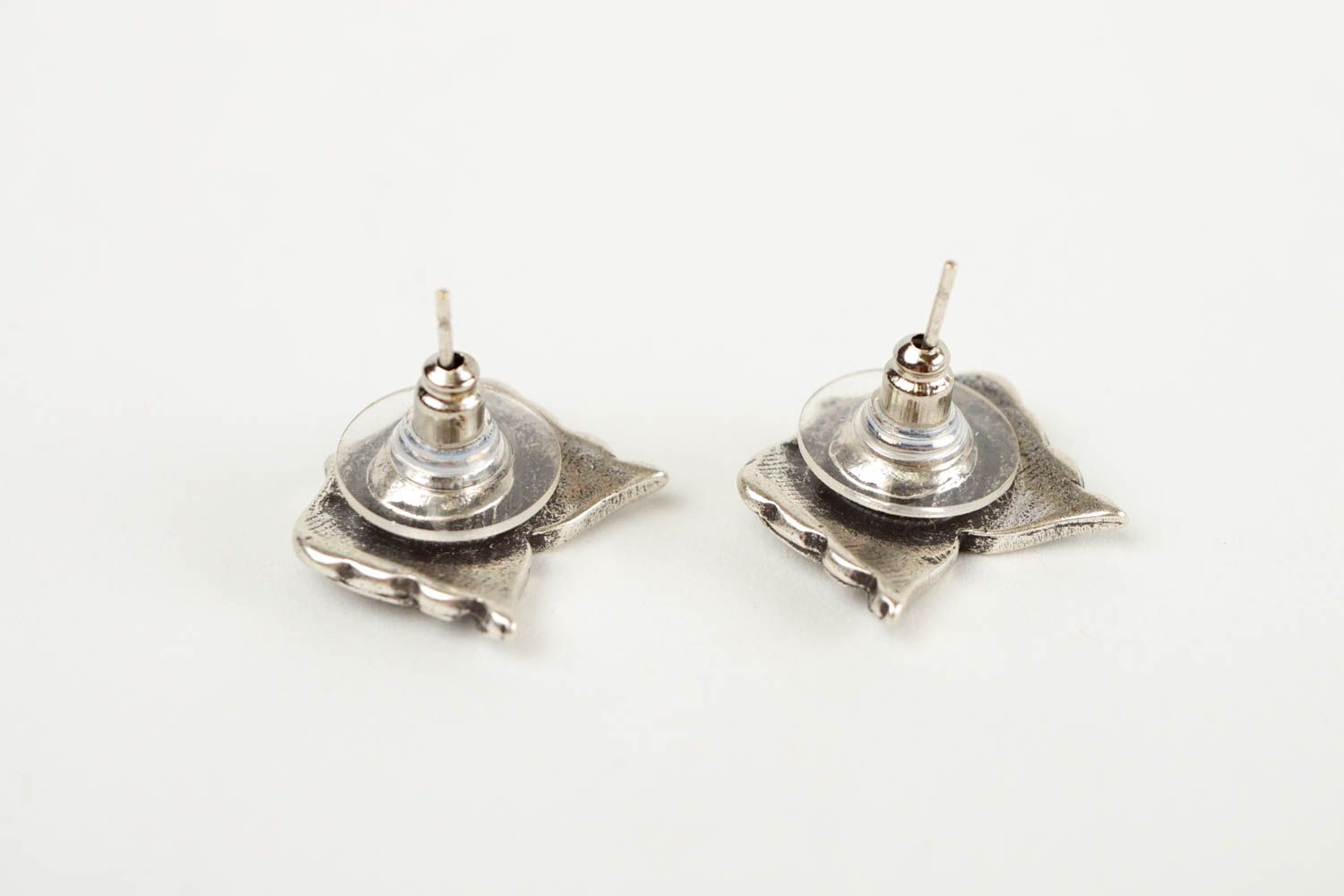 Unusual handmade metal stud earrings costume jewelry fashion accessories photo 5