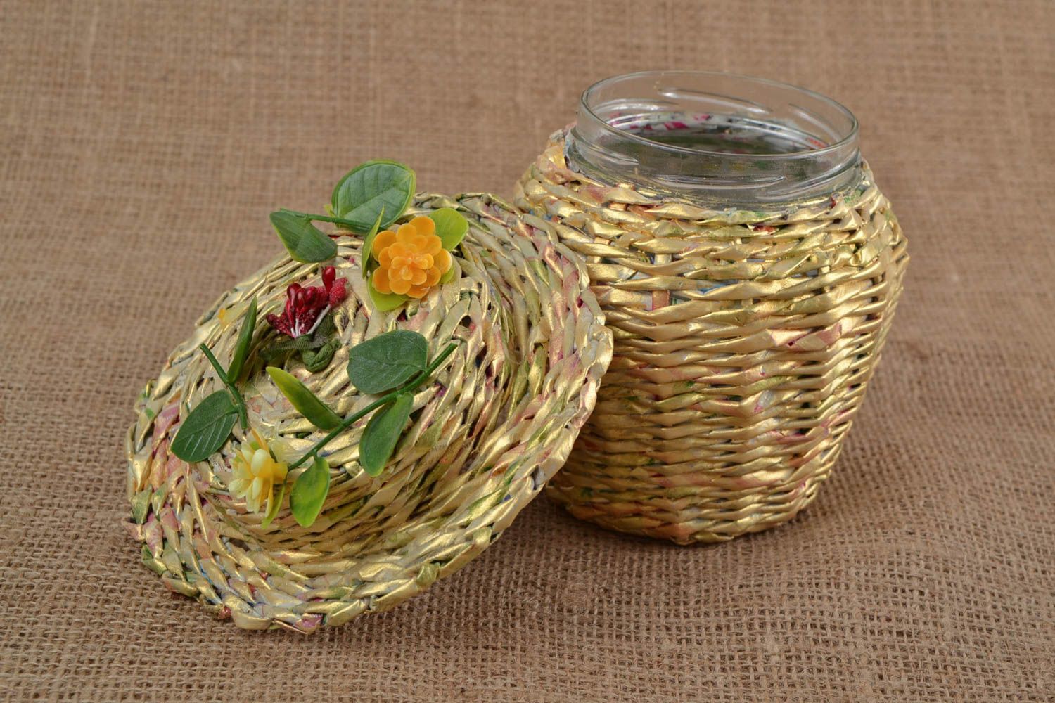 15 oz decorative paper straw jar on the glass basis 1 lb photo 1
