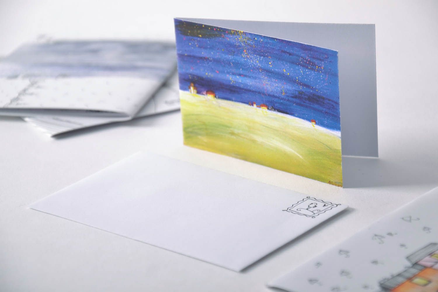 Carte de vœux artisanale avec enveloppe blanche photo 1