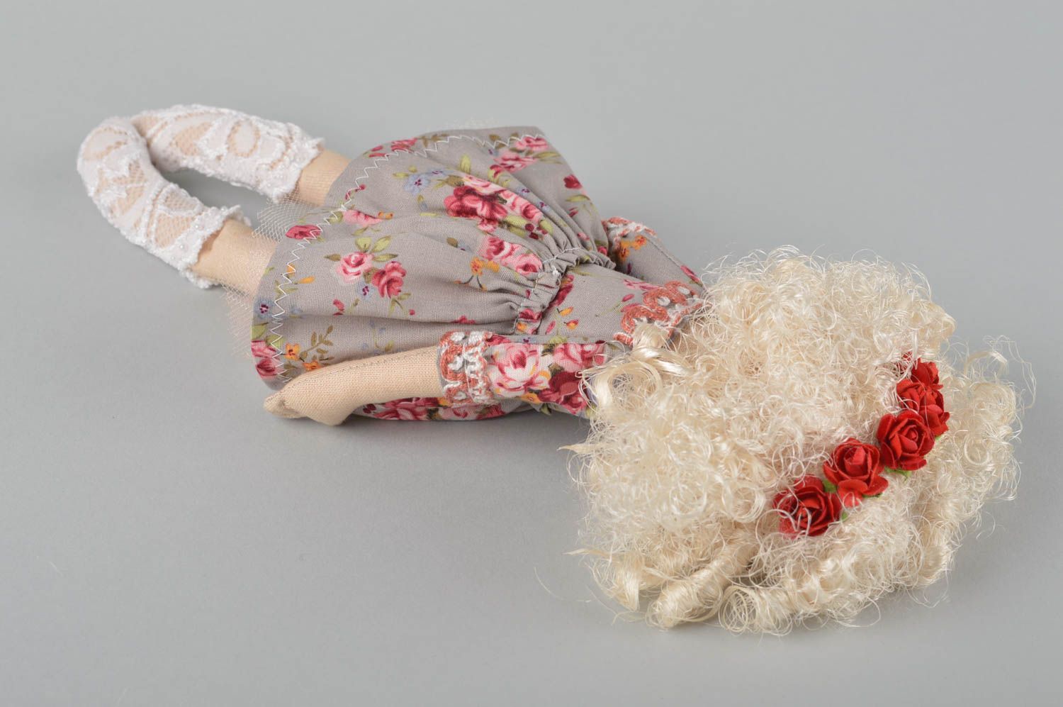 Handmade Designer Puppe Stoff Spielzeug aus Baumwolle Deko Puppe mit Ständer foto 5