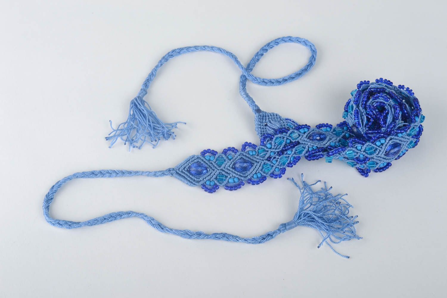 Handmade Damen Gürtel Accessoire für Frauen geflochtener Gürtel grell in Blau foto 2