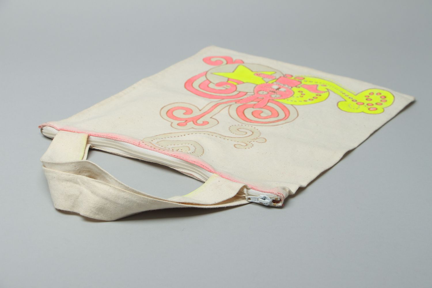 Женская сумка с росписью флуоресцентная на молнии фото 3