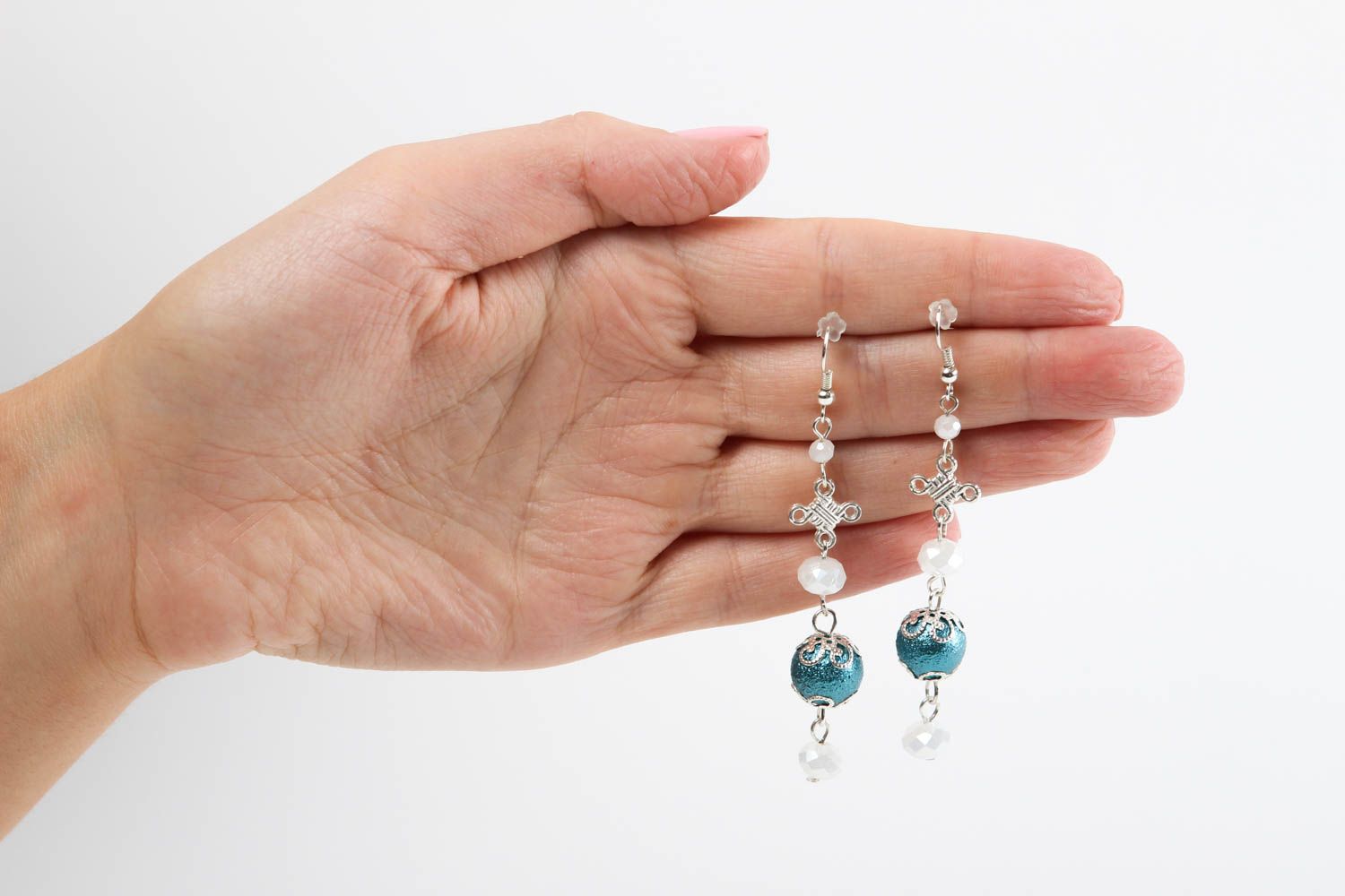 Crystal earrings handmade long crystal earrings with charms stylish jewelry photo 5