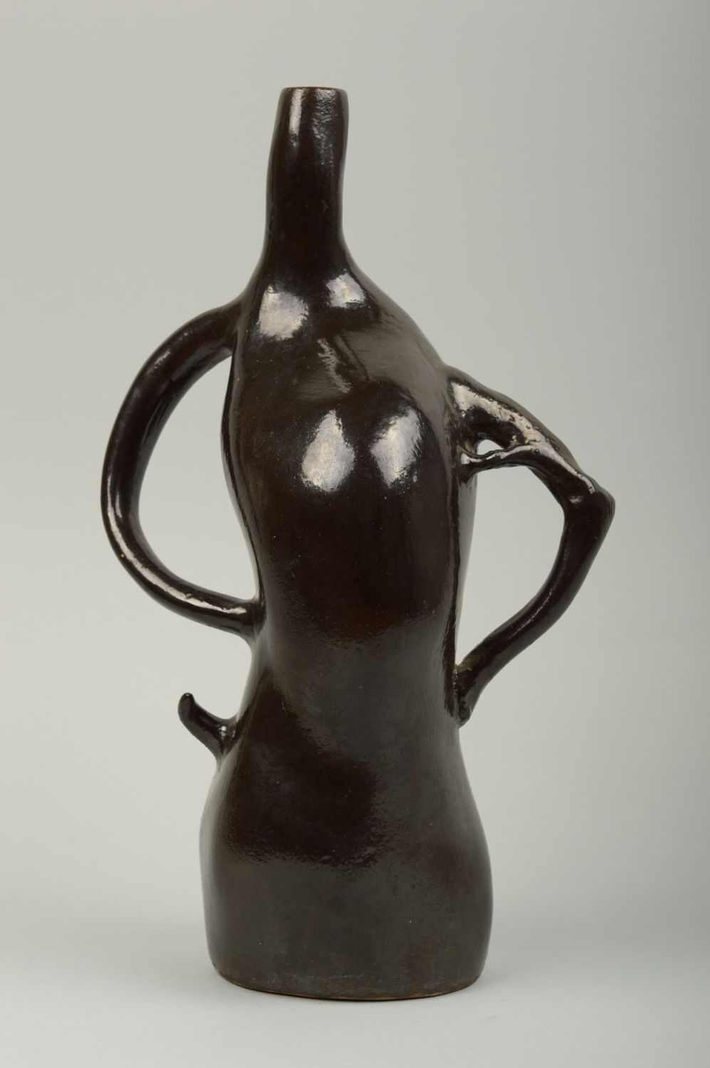 Глиняная бутылка посуда ручной работы керамическая бутылка оригинальная фото 6