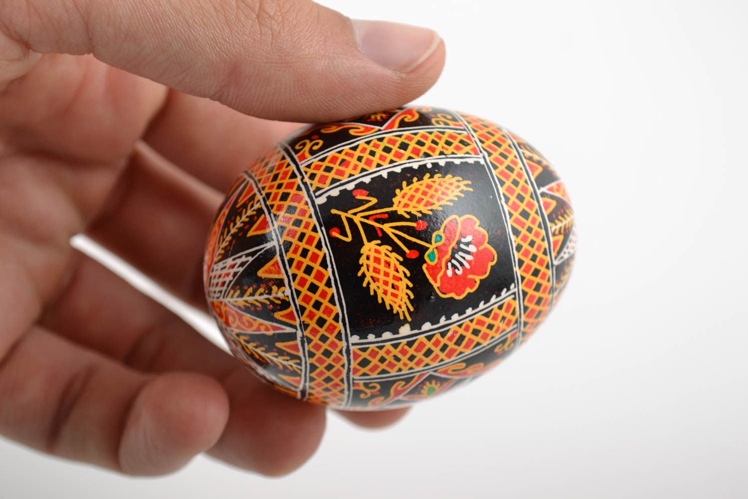 Designer Easter egg painted with acrylics handmade beautiful holiday pysanka photo 2