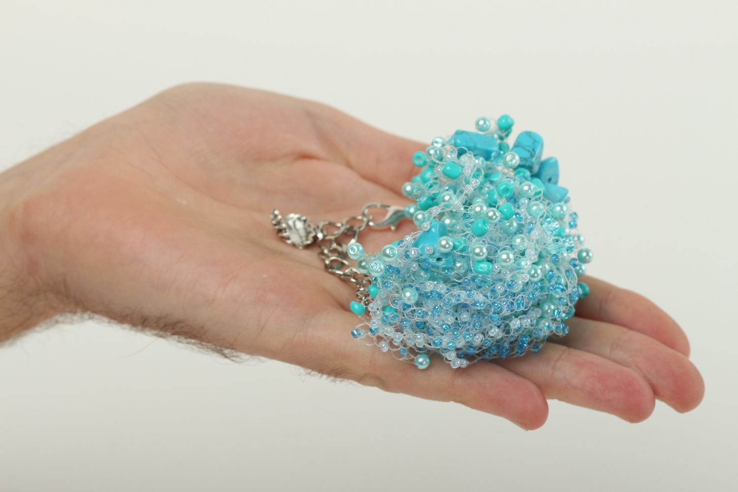 Bracelet en perles de rocaille Bijou fait main avec turquoise Cadeau femme photo 4
