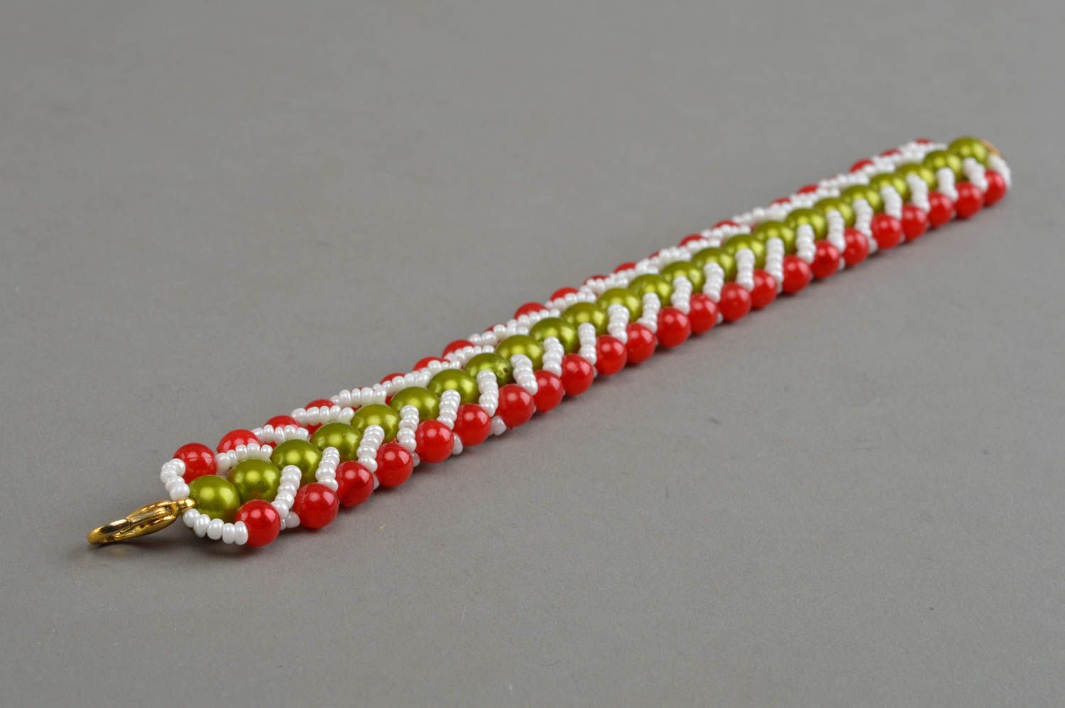 Bracelet tissé en perles de rocaille et perles fantaisie multicolore fait main photo 3