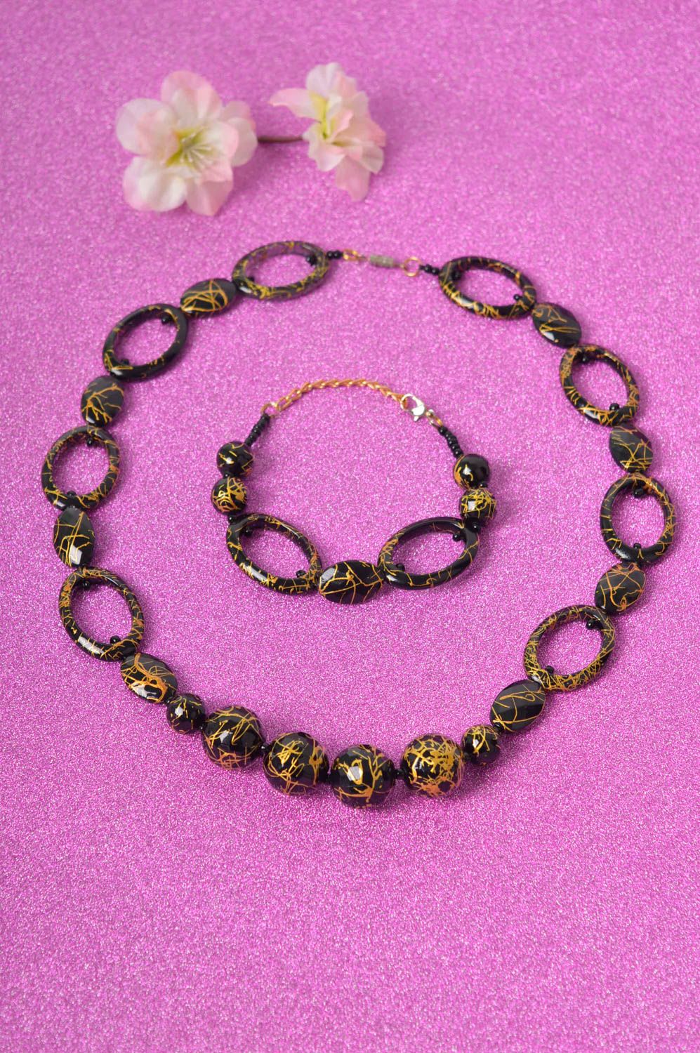 Unusual handmade jewelry set beaded bracelet beaded necklace fashion trends photo 1