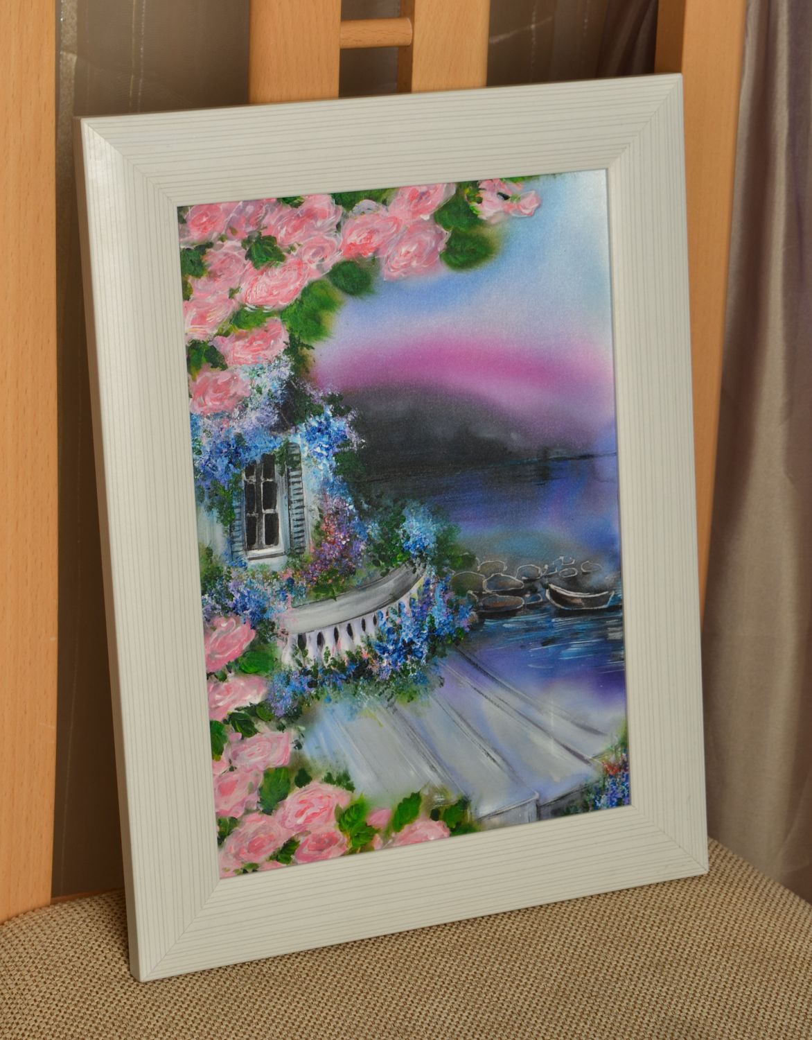 Acrylic landscape painting in frame photo 1