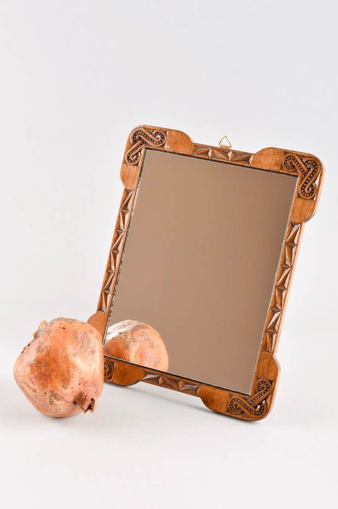 Specchio insolito di legno fatto a mano specchietto originale idee regalo foto 1