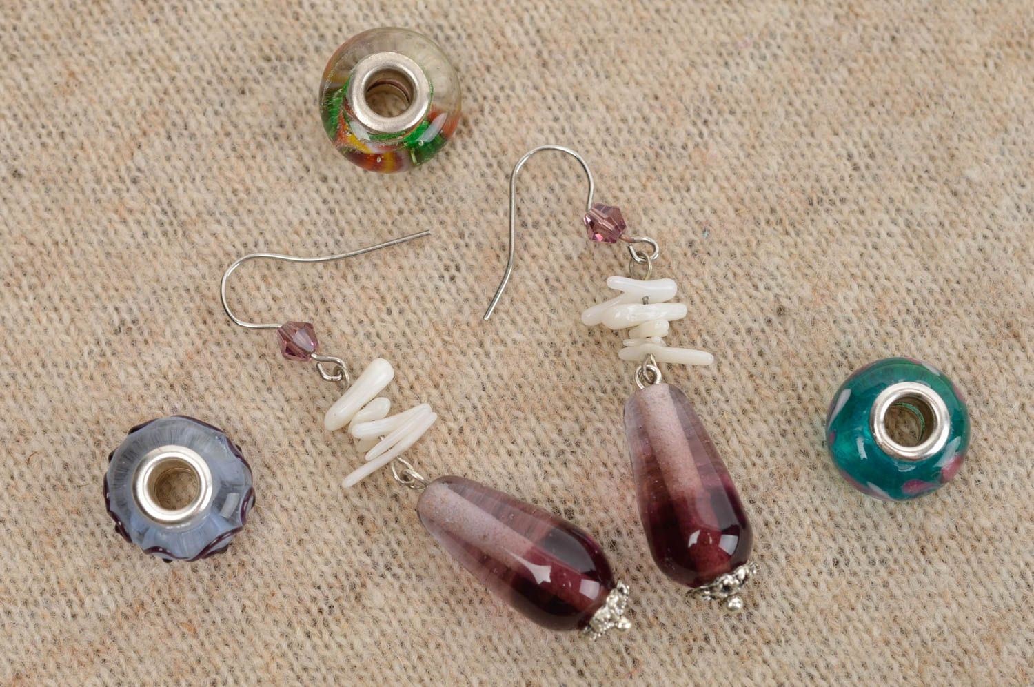 Beautiful unusual earrings handmade glass earrings cute present for women photo 1