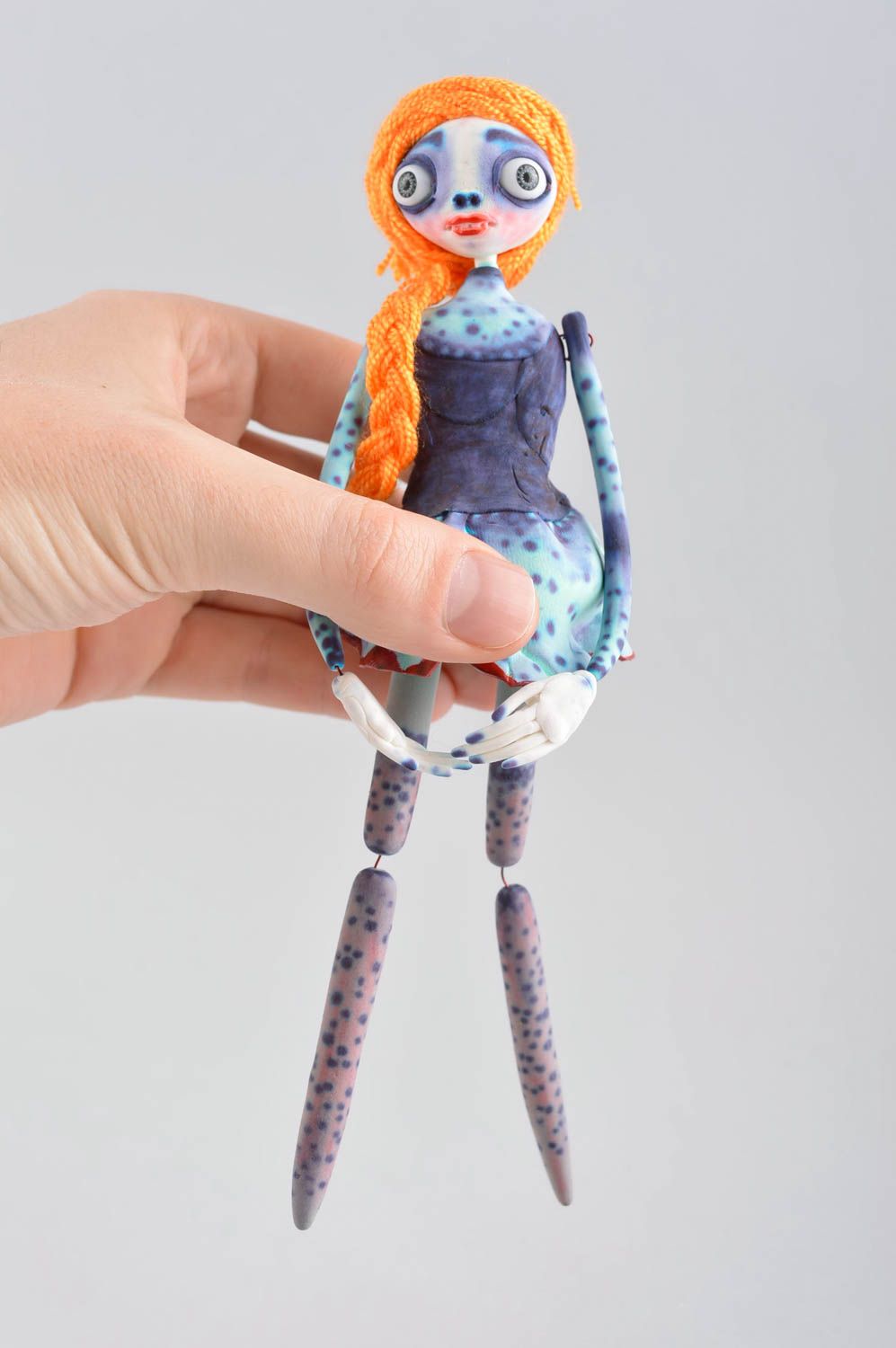 Авторская кукла игрушка ручной работы дизайнерская кукла зомби глиняная фото 5