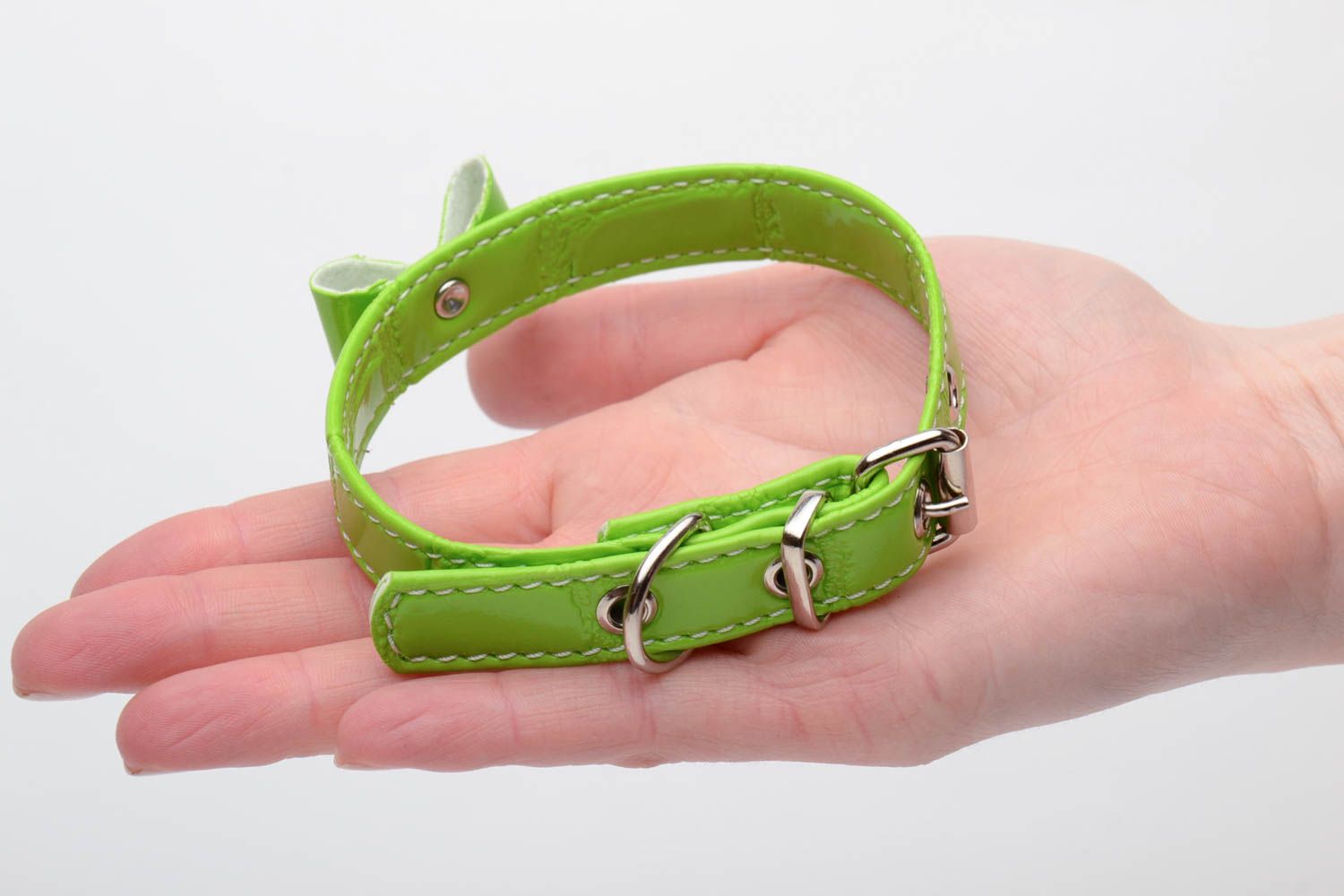 Grünes Hundehalsband aus Leder foto 5