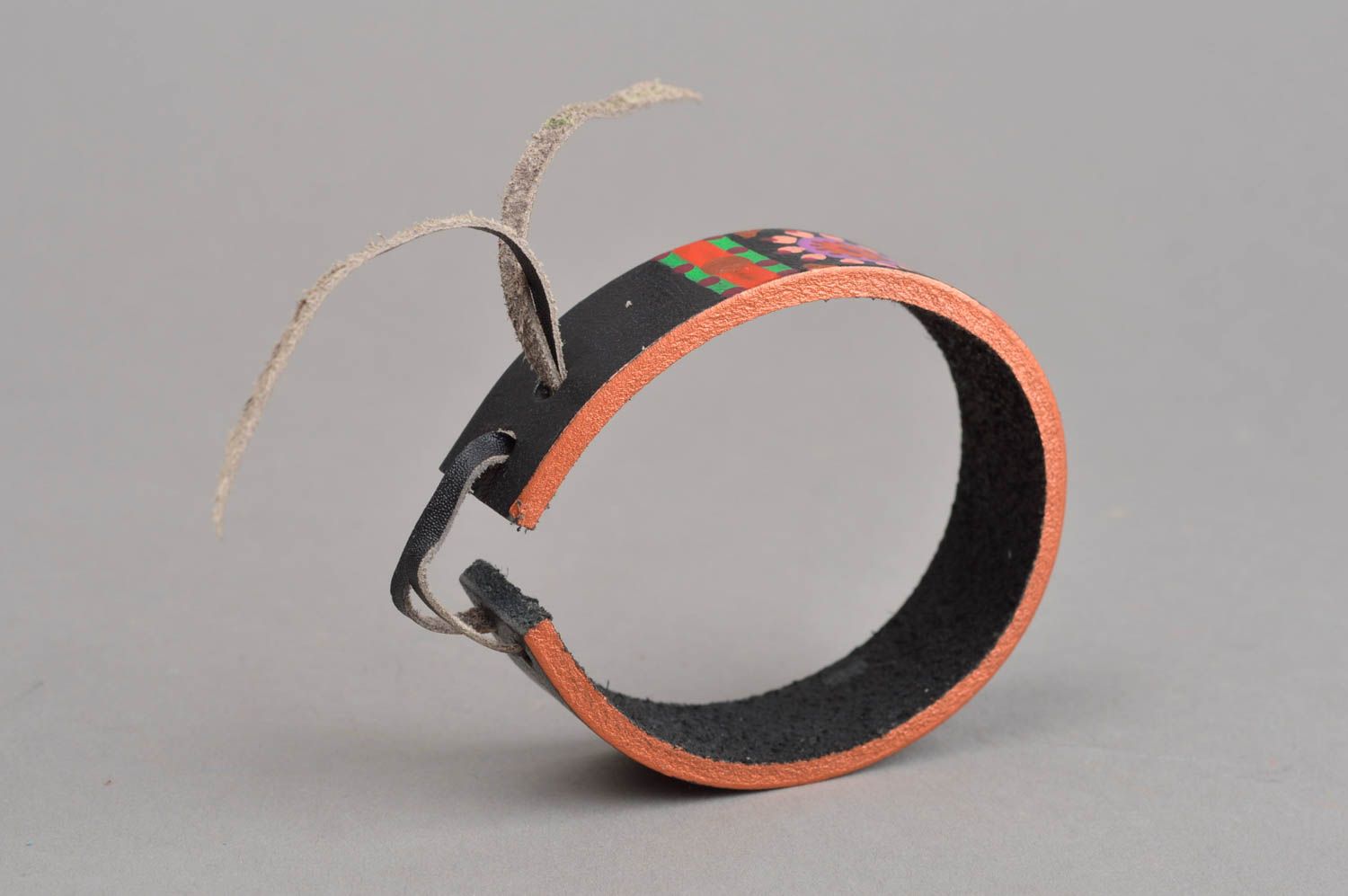 Bracelet cuir naturel Bijou fait main peint à motif original Accessoire femme photo 3