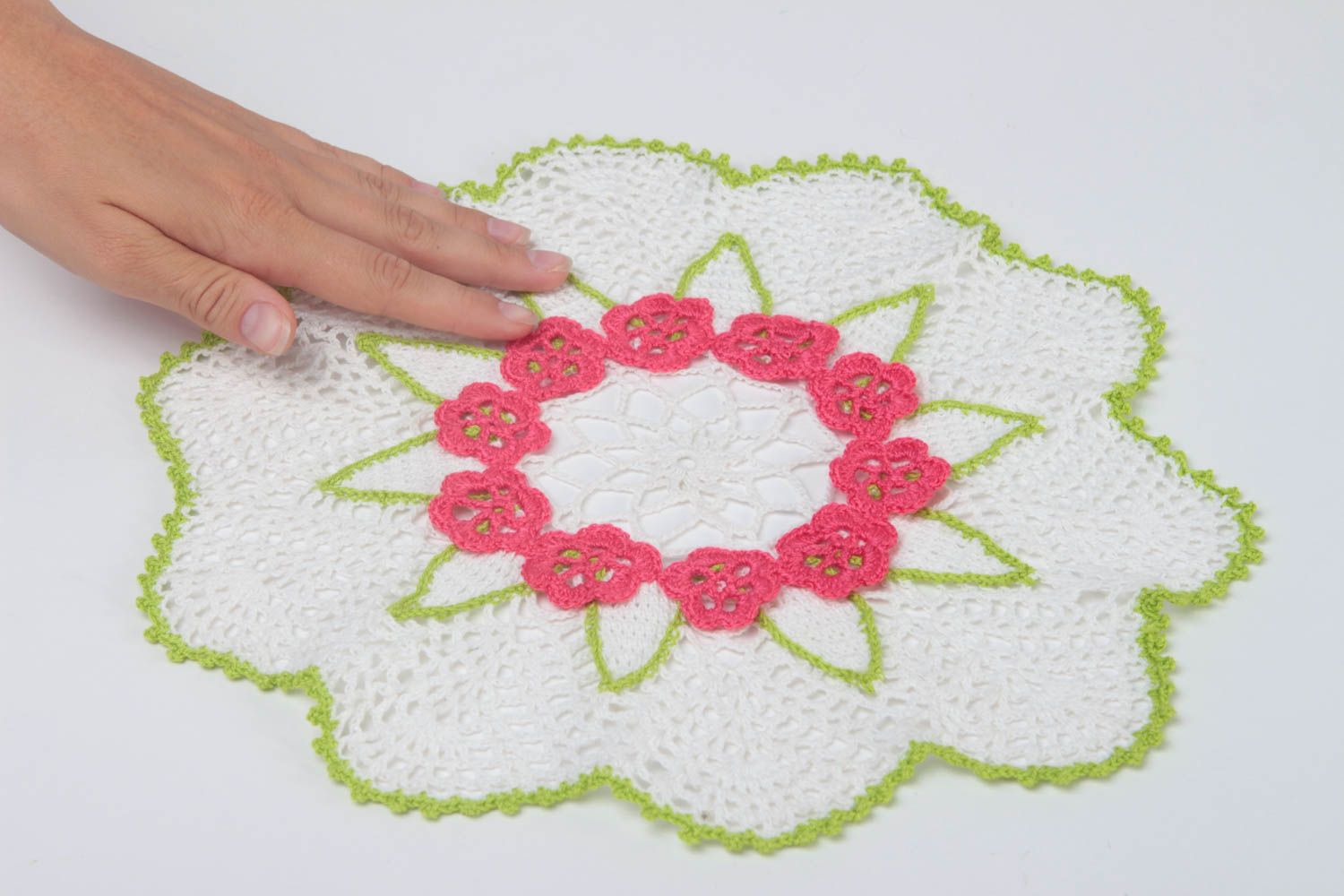 Openwork crocheted napkin stylish handmade kitchen decor textile for home photo 5