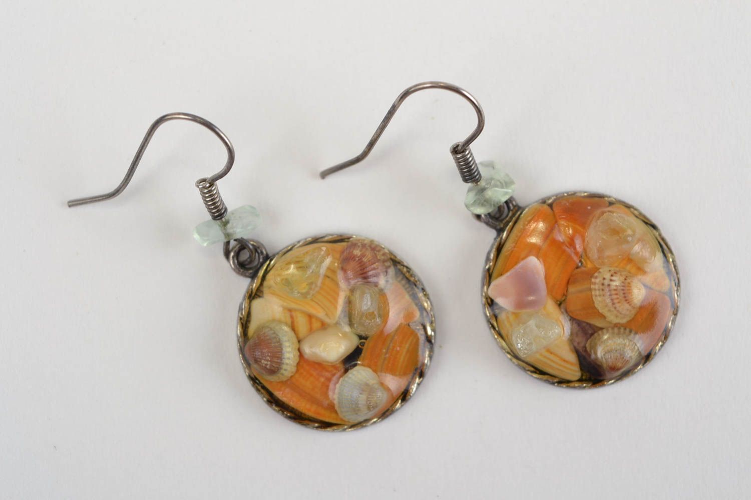 Handmade earrings round earrings earrings with natural stone unusual jewelry  photo 7