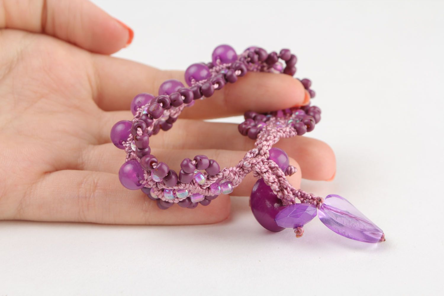 Bracelet tressé violet fait main photo 5