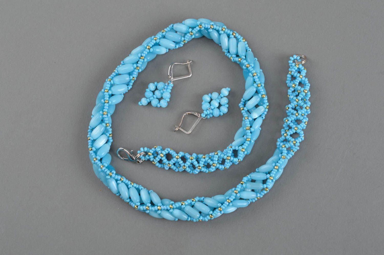 Conjunto de bisutería hecha a mano  collar y pendientes accesorios para mujer foto 4