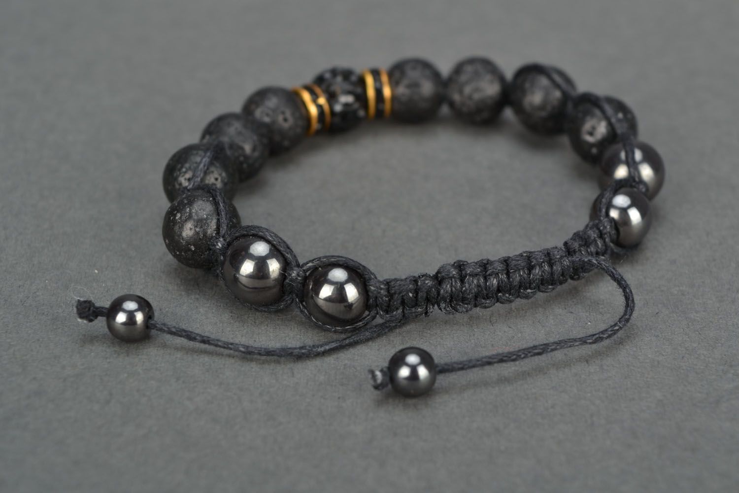 Handmade bracelet with volcanic lava beads photo 4