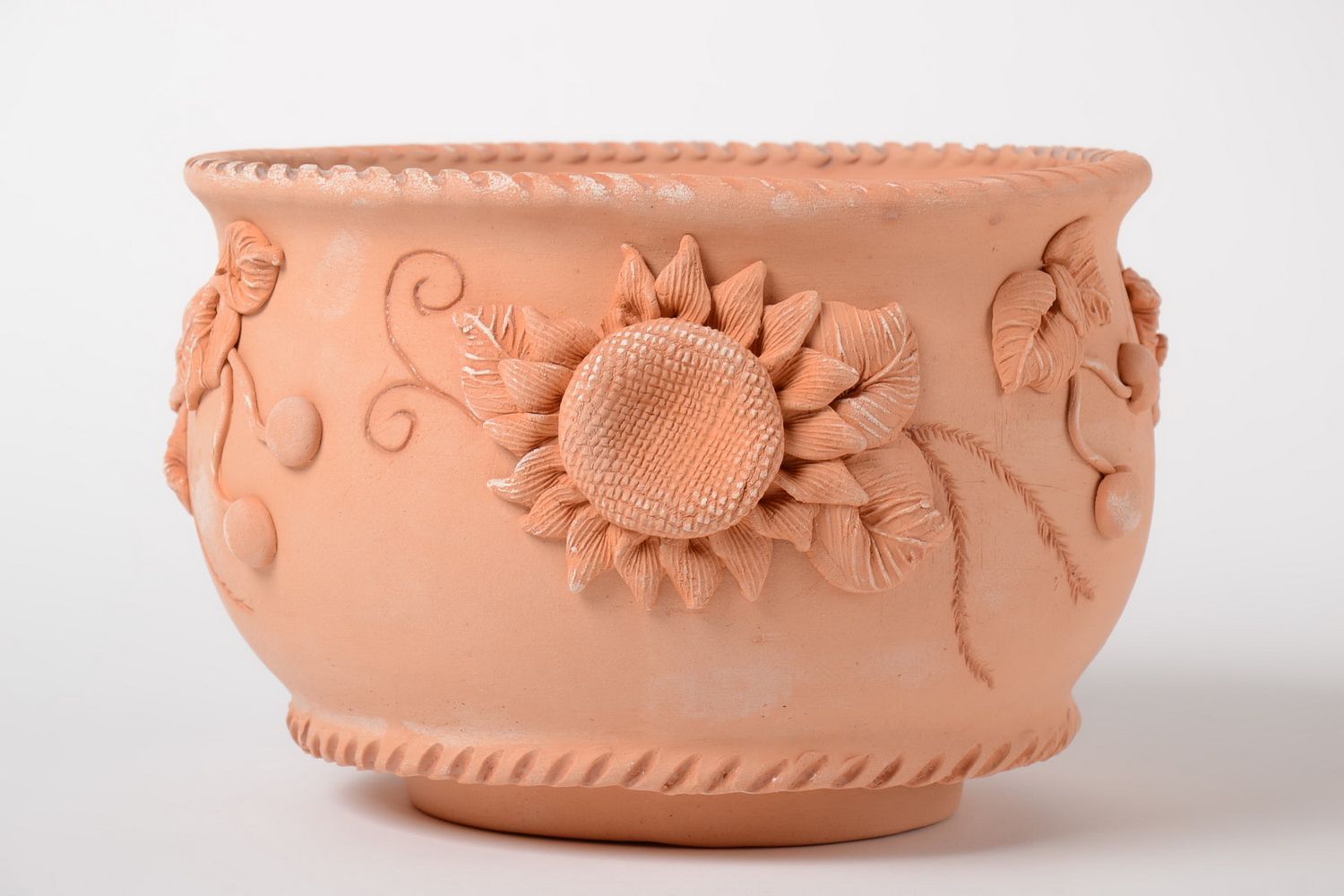 Pot de fleurs en céramique 2.5 litre fait main grand brun décoration maison photo 2