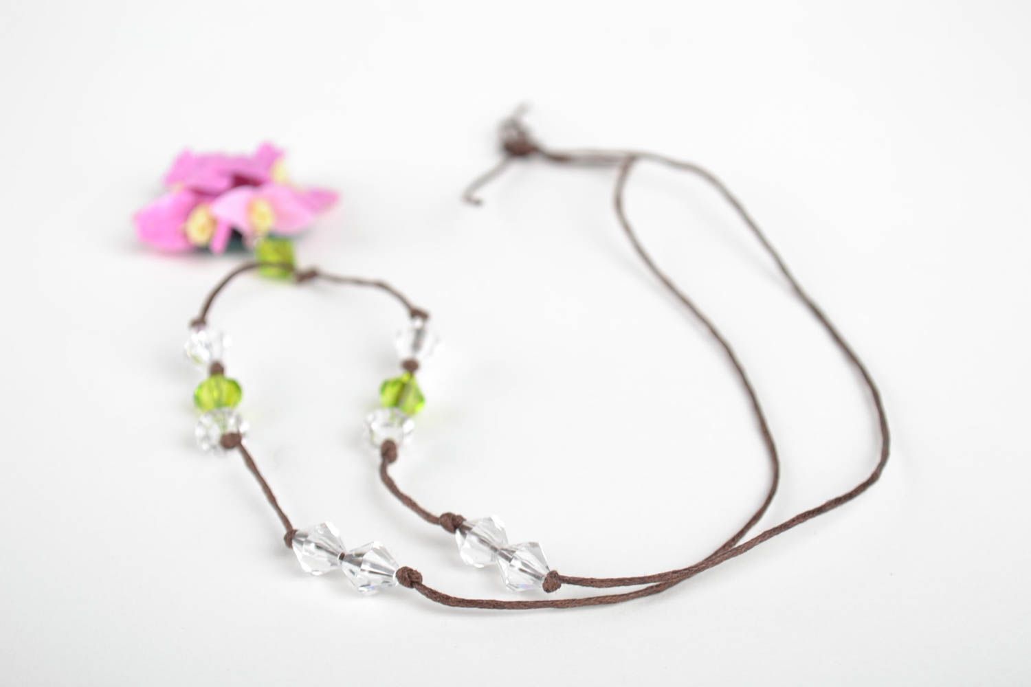 Anhänger Schmuck Blumen Halskette handgemachter Schmuck aus Polymerton lila foto 4