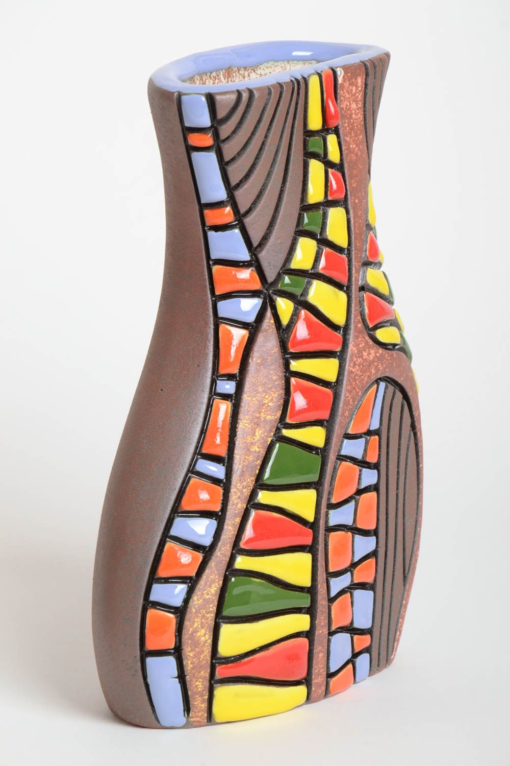 Vase décoratif céramique Vase fait main multicolore design Décoration maison photo 2