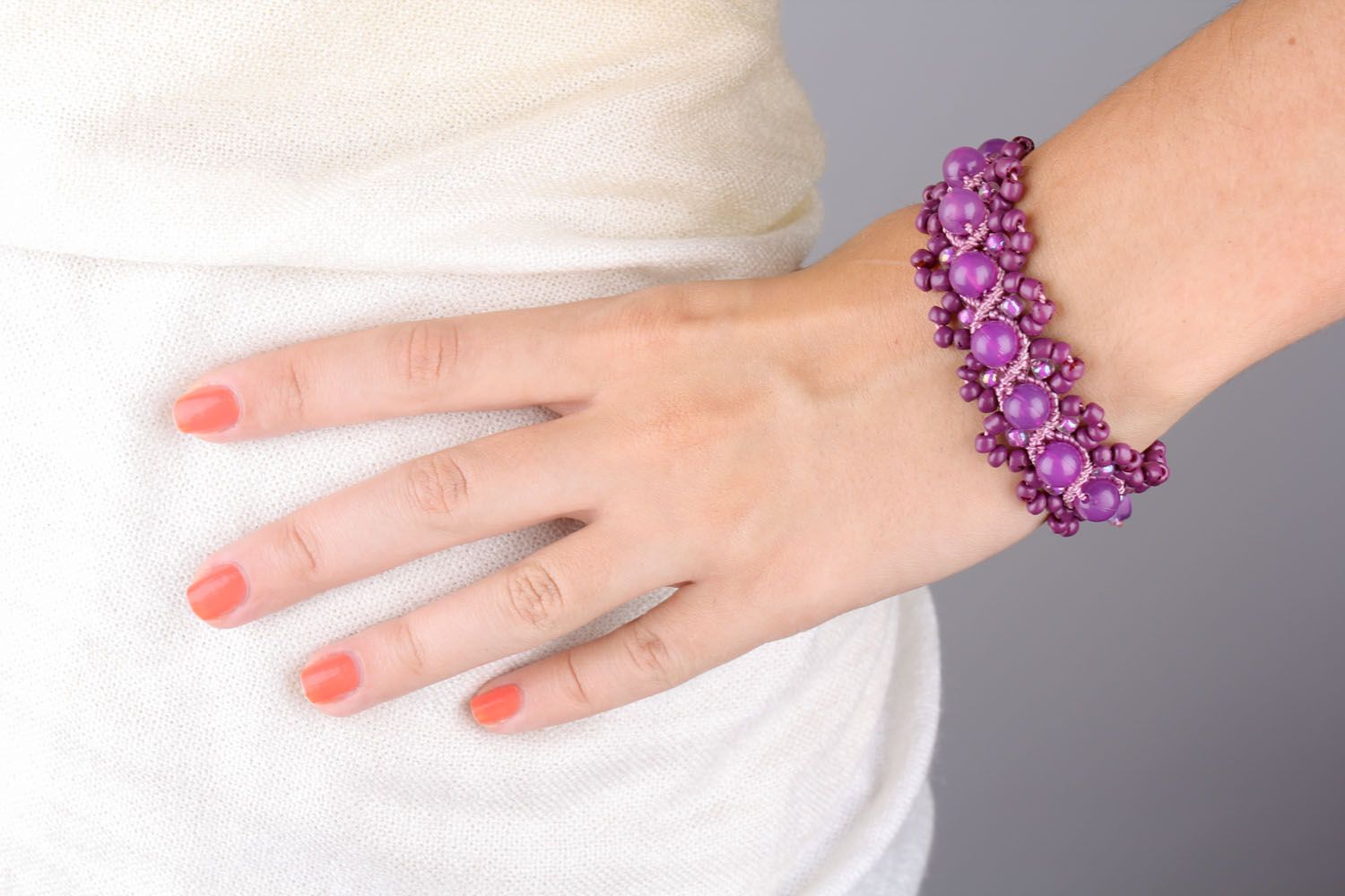 Bracelet tressé violet fait main photo 1