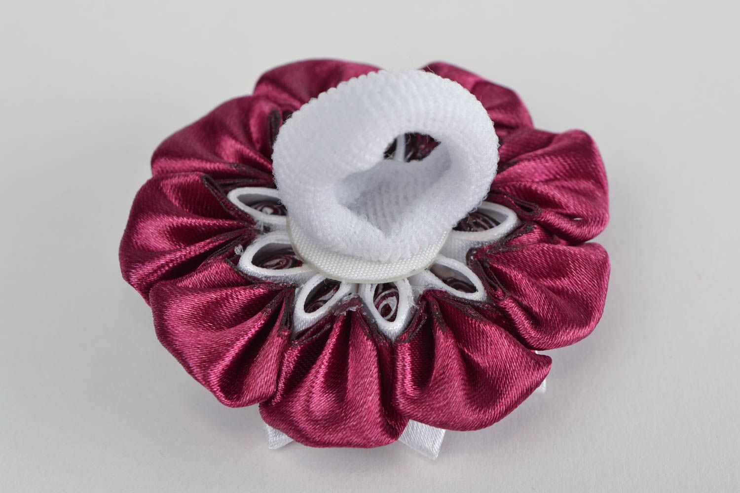 Blume Haargummi aus Atlas handmade grell interessant für kleine Prinzessin foto 5