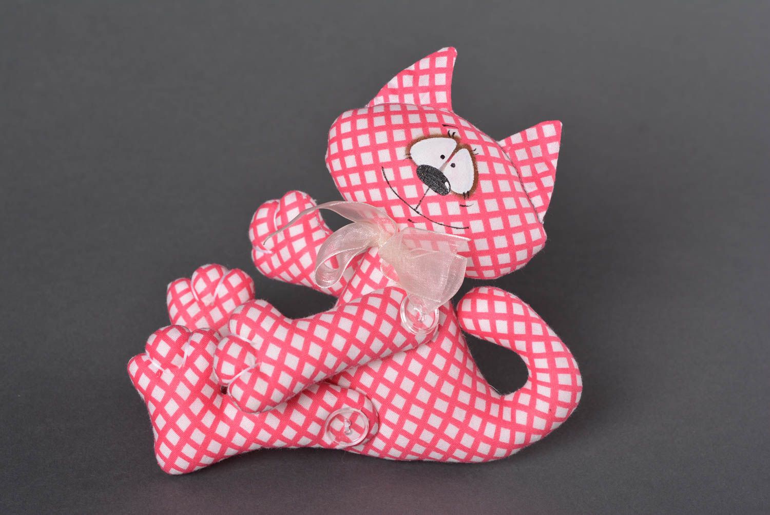 Rosa Kuscheltier Stoff handgemachte schöne Stofftier Katze Kinder Spielsache foto 1
