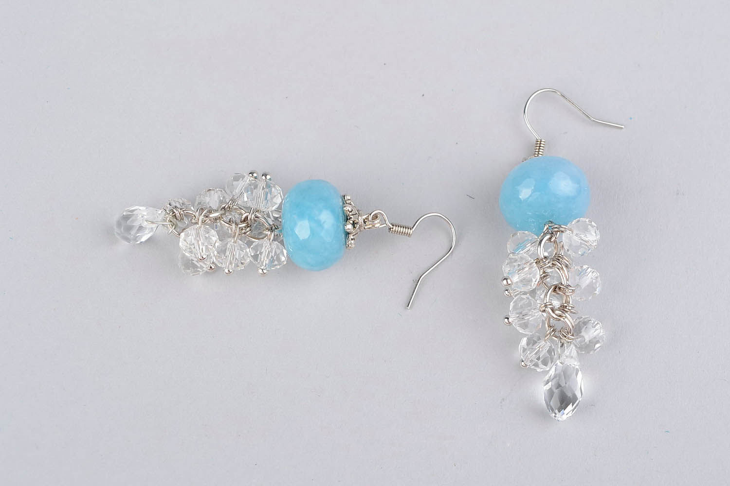 Earrings with aquamarine and crystal photo 3