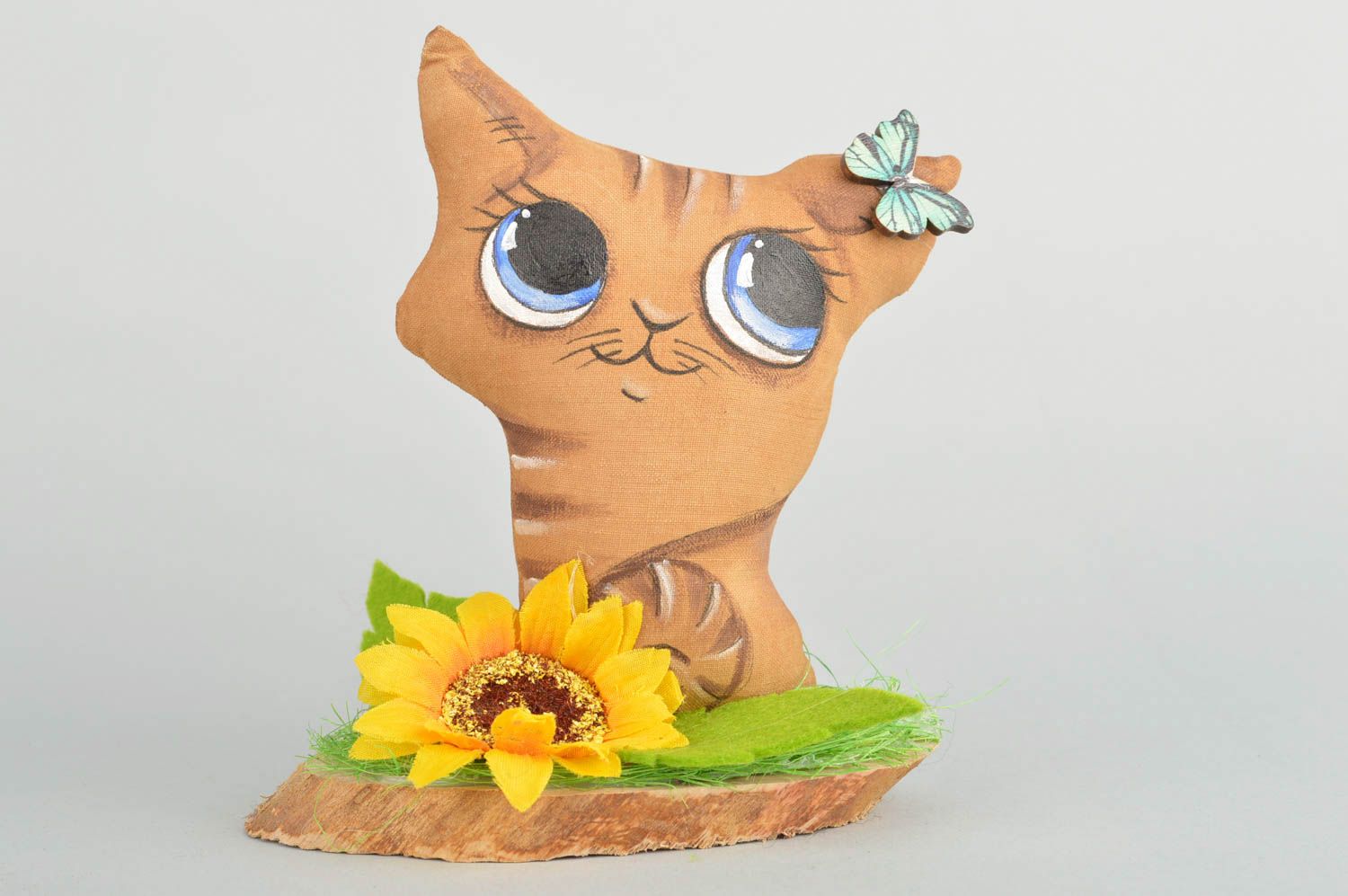 Juguete de tela de algodón decorativo artesanal aromatizado con forma de gato foto 2