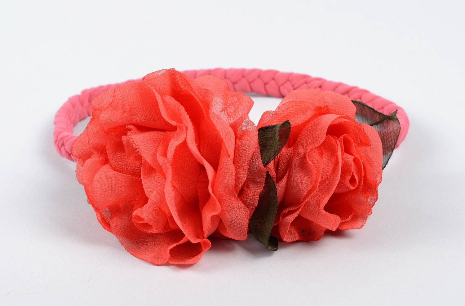 Rotes Haarband mit Blume handmade Designer Schmuck Accessoire für Haare  foto 1