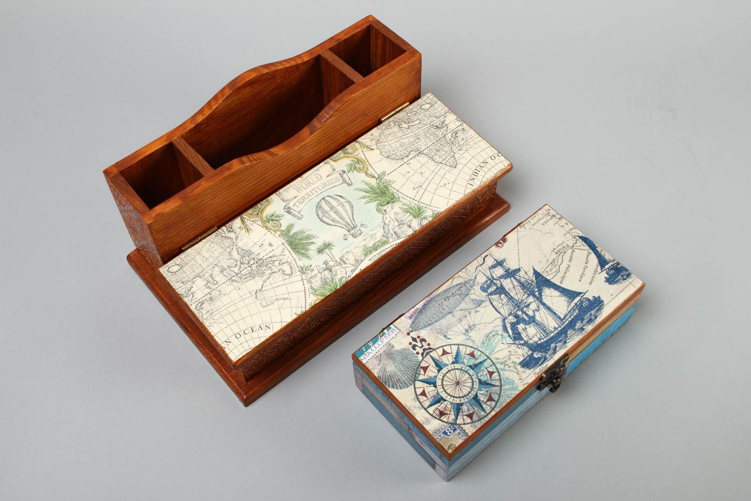 Cajas de madera hechas a mano para plumas decoración de interior regalo original foto 2
