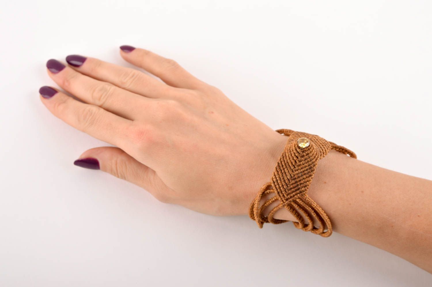 Handgefertigt Makramee Armband Designer Schmuck Armband Frauen in Braun foto 5