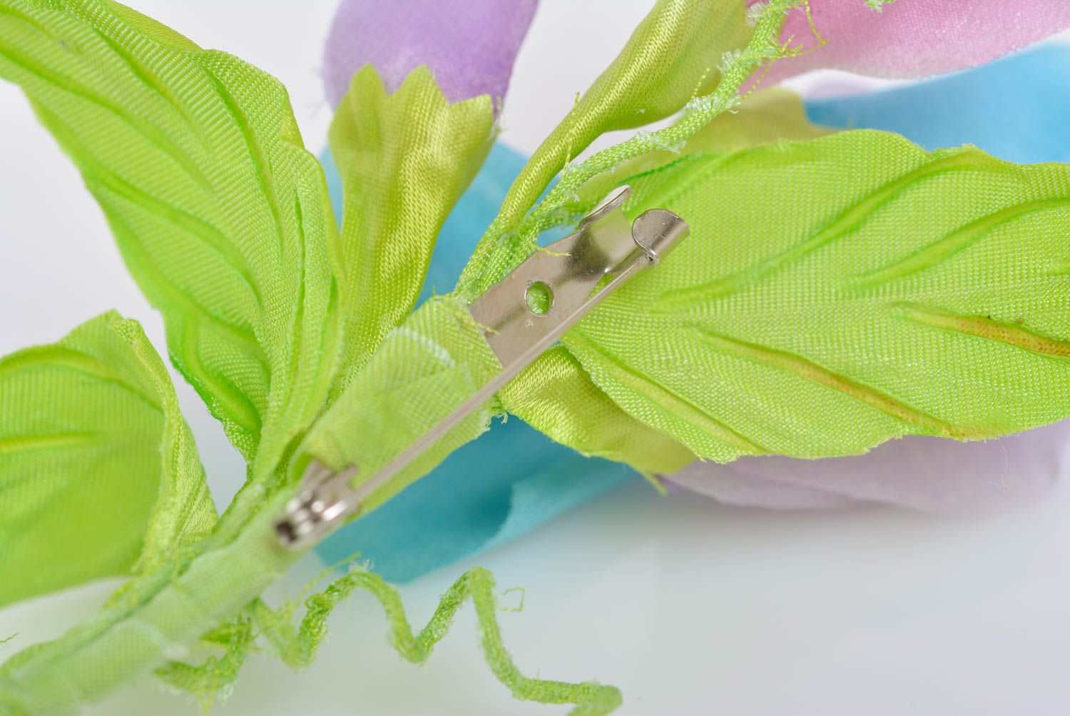 Unusual colorful handmade designer silk flower brooch designer Roses photo 5