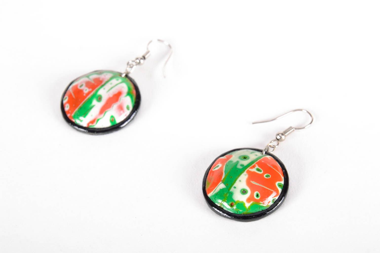 Large earrings made of polymer clay photo 1