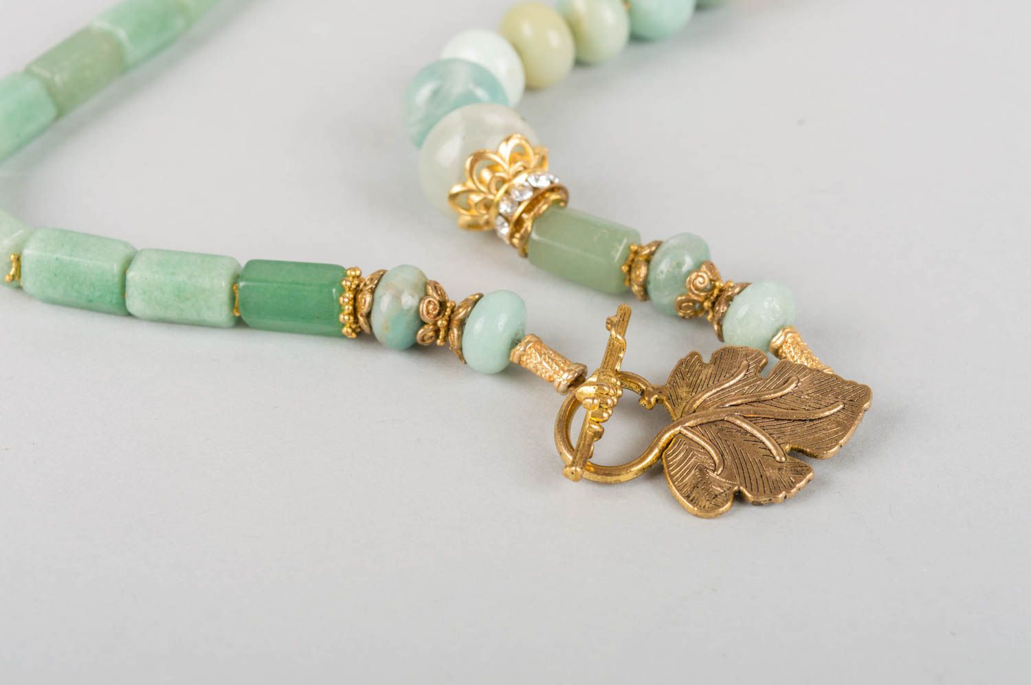 Handmade necklace with natural stones aventurine jade accessory stylish jewelry photo 4