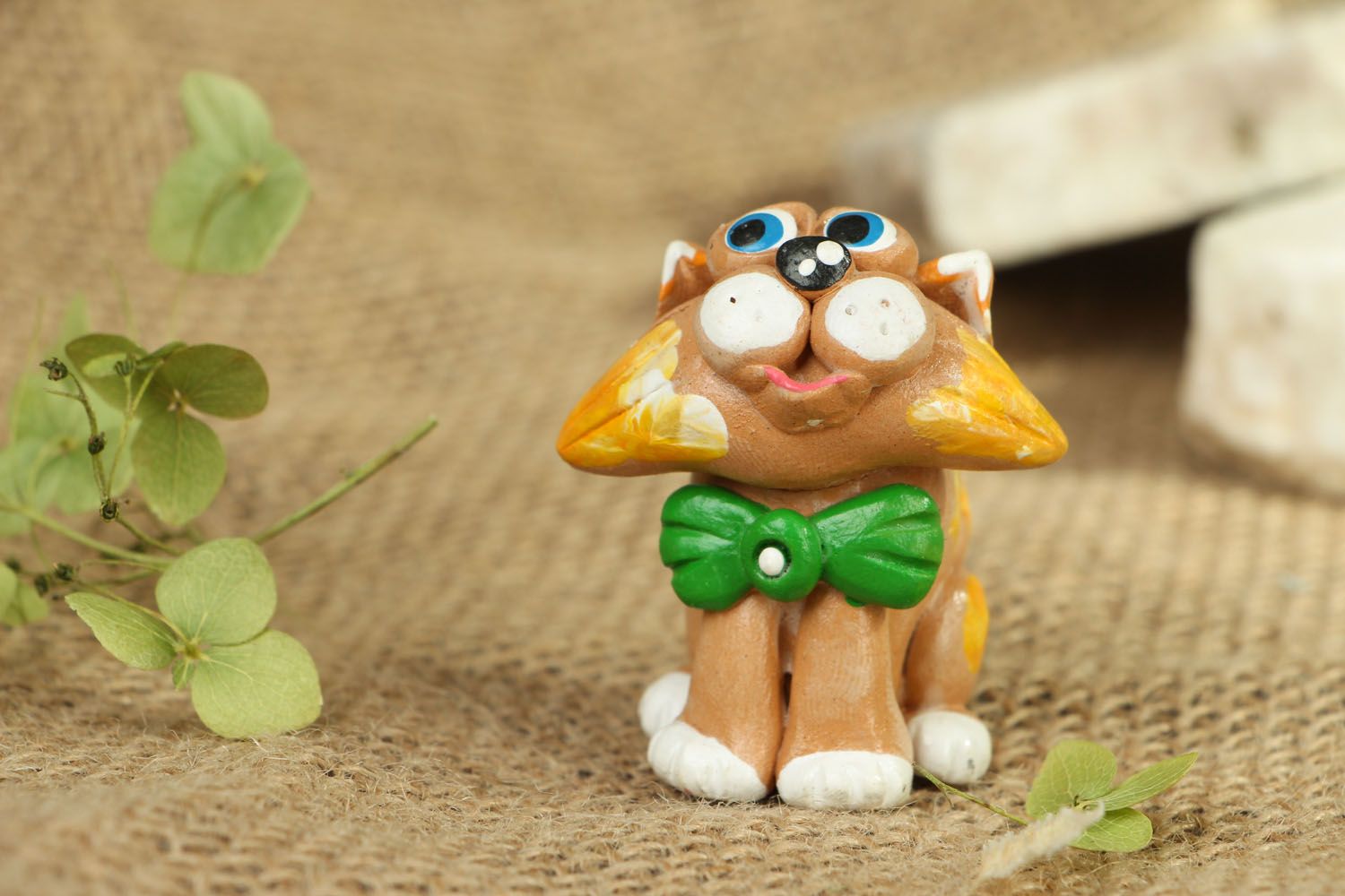 Clay figurine Cat with a Bow photo 5