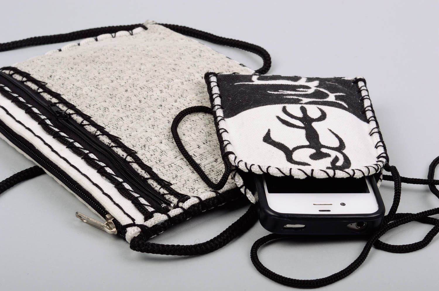 Handmade fabric handbag colored phone case stylish designer clutch bag for women photo 2
