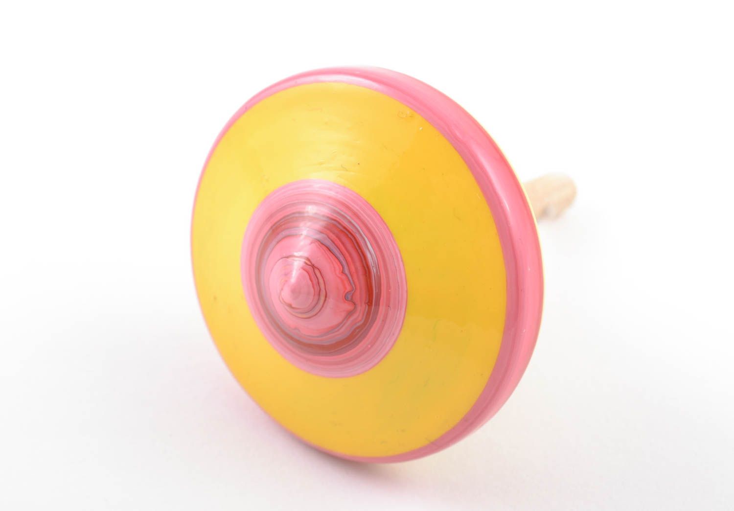 Bright children's handmade wooden spinning top toy painted with eco dyes photo 4