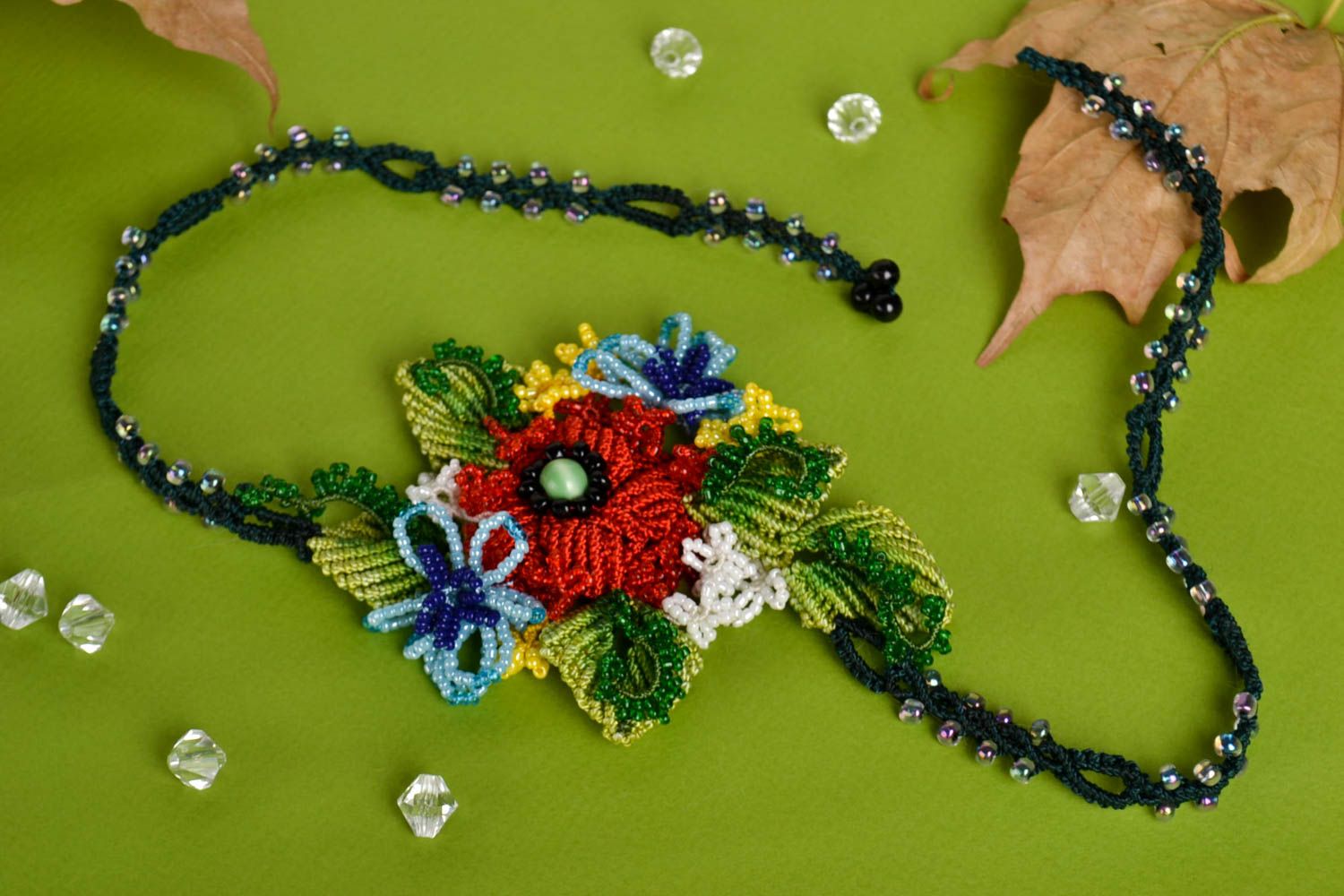 Collar artesanal de hilos accesorio para mujeres de abalorios regalo original foto 1