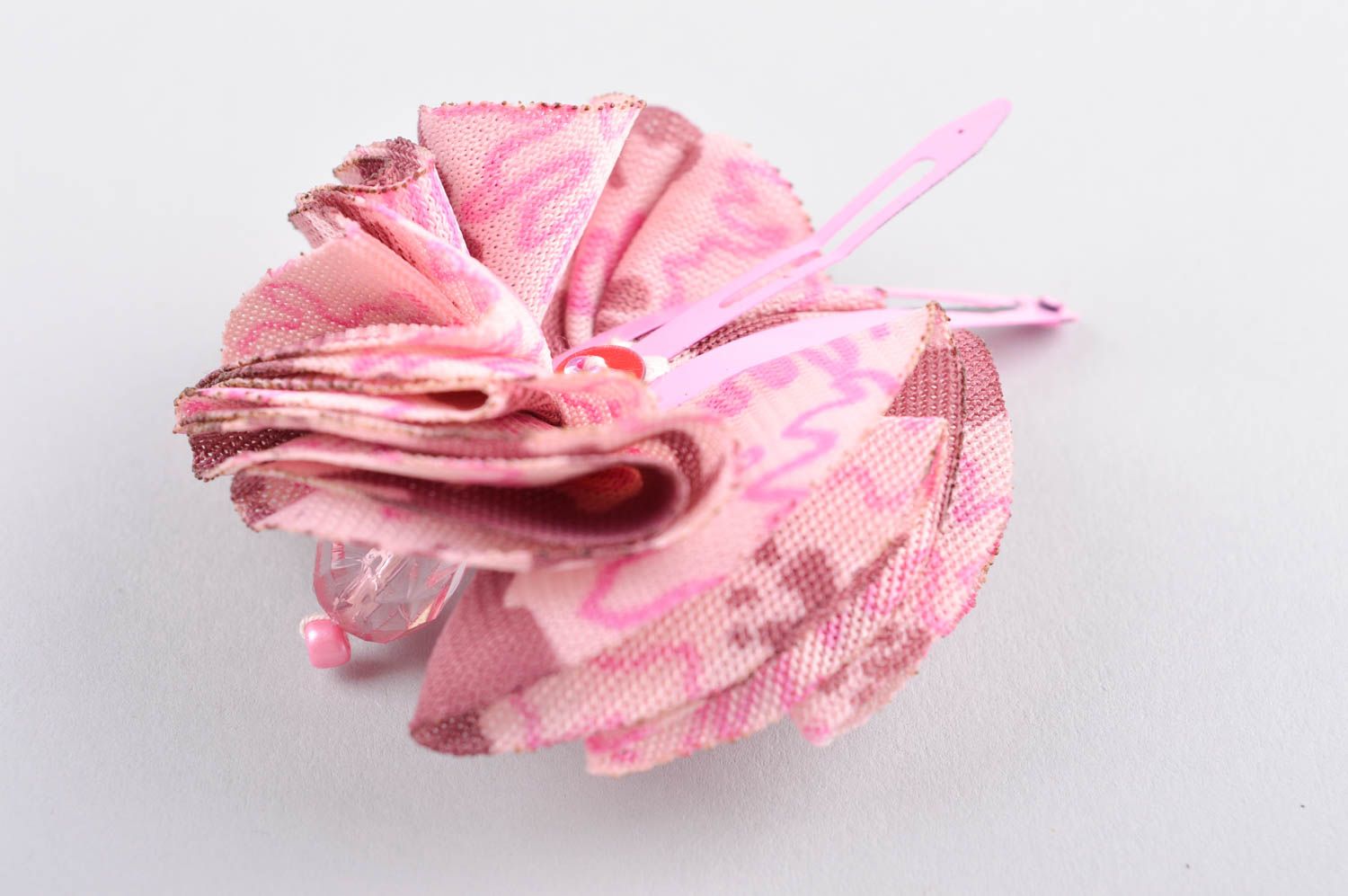 Украшение ручной работы заколка с цветком модная бижутерия розовая воздушная фото 9