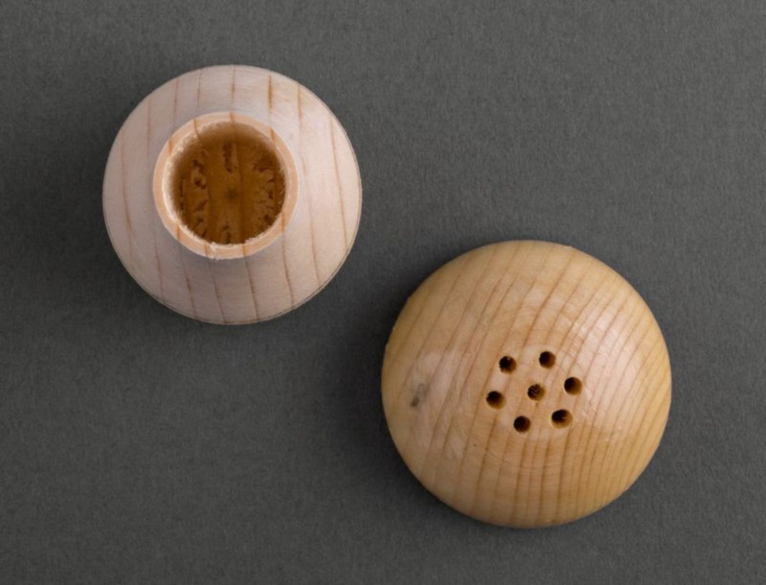 Wooden salt shaker in the shape of a mushroom photo 4
