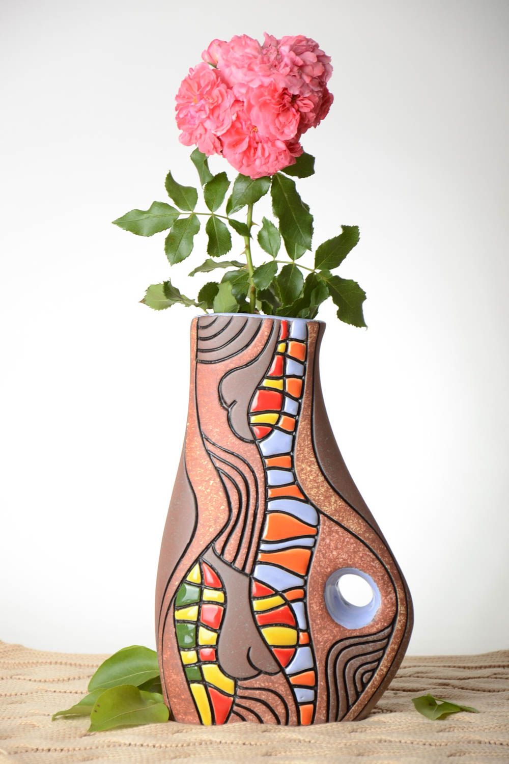 Handgemachte Keramik Designer Vase Haus Dekoration Geschenk für Frau 2L schön
 foto 1