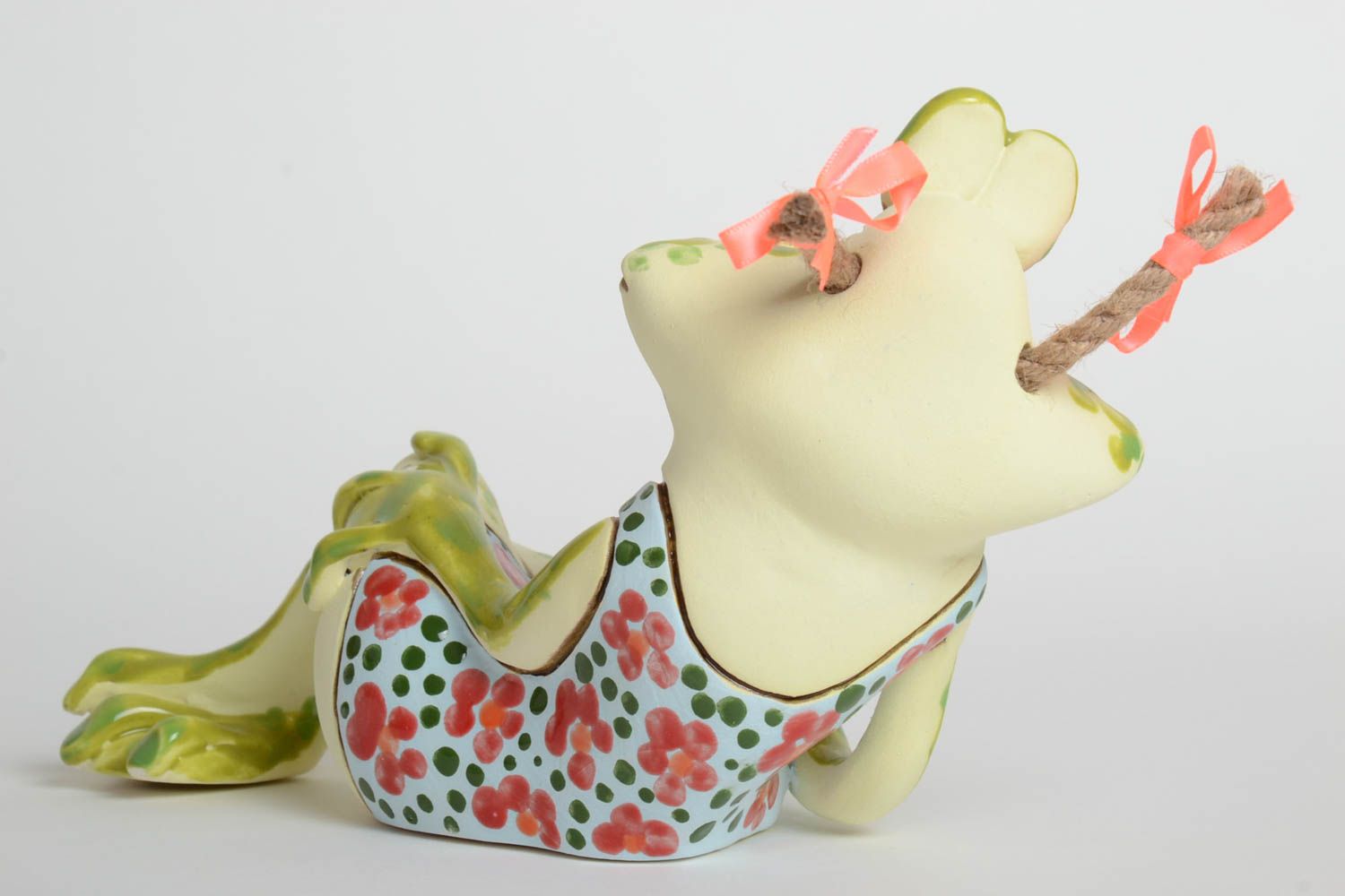 Statuette grenouille fait main Figurine céramique Déco maison terre cuite design photo 4