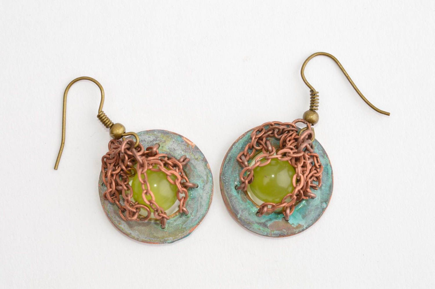 Handmade earrings unusual accessories designer jewelry copper earrings photo 2