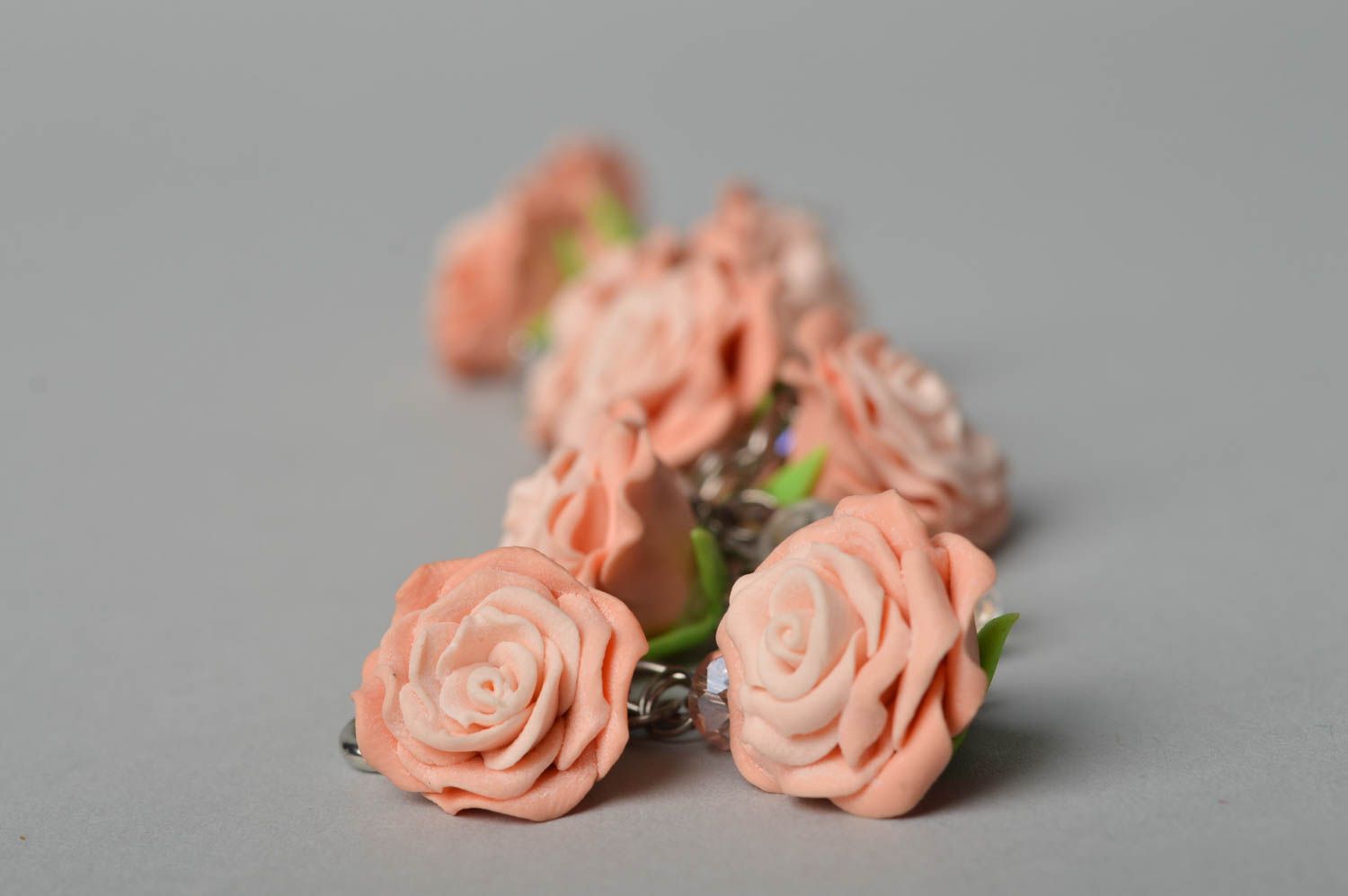 Браслет ручной работы браслет с цветами украшение из полимерной глины розочки фото 2