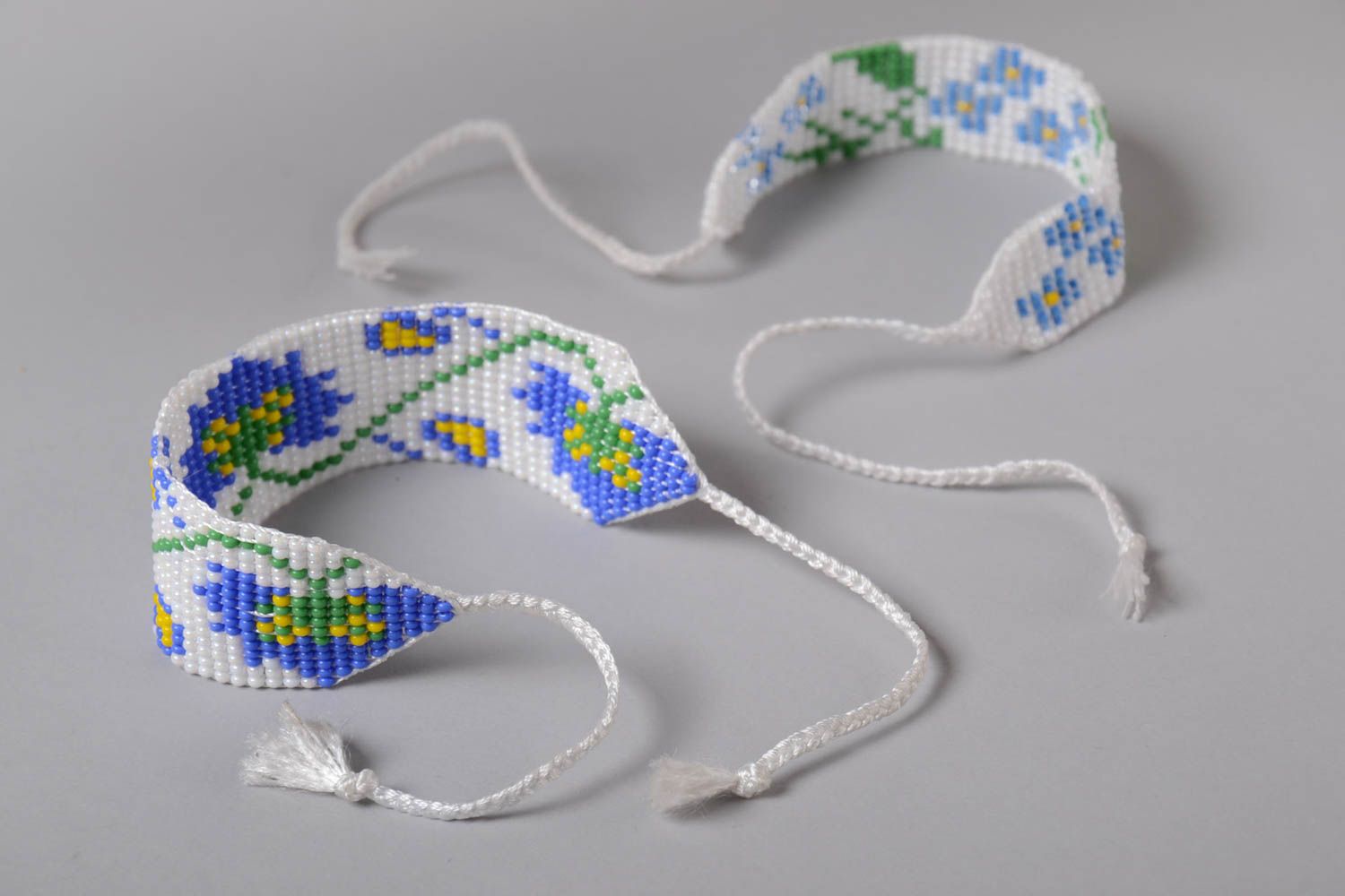 Set de bracelets en perles de rocaille faits main motif floral 2 pièces photo 5